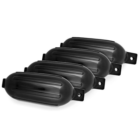 Best Choice Products Set of 4 23 in. Ribbed Marine Vinyl Boat Fender Bumper Dock Shield Protection - Black