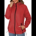 thumbnail image 3 of Chaqueta Impermeable para Mujer, Cortavientos, Impermeable, con Capucha, Plegable y Bolsillos. Rojo S, 3 of 9