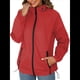 thumbnail image 3 of Chaqueta Impermeable para Mujer, Cortavientos, Impermeable, con Capucha, Plegable y Bolsillos. Rojo XL, 3 of 9