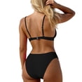 thumbnail image 4 of Womens High Waisted Thong Bikini Sets Triangle Top Deep V Neck Two Piece Swimsuit Bathing Suits Black XL(XL), 4 of 6