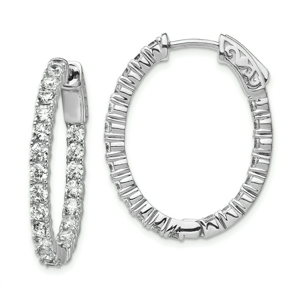 IceCarats - 925 Sterling Silver Cubic Zirconia Cz Hinged Oval Hoop ...
