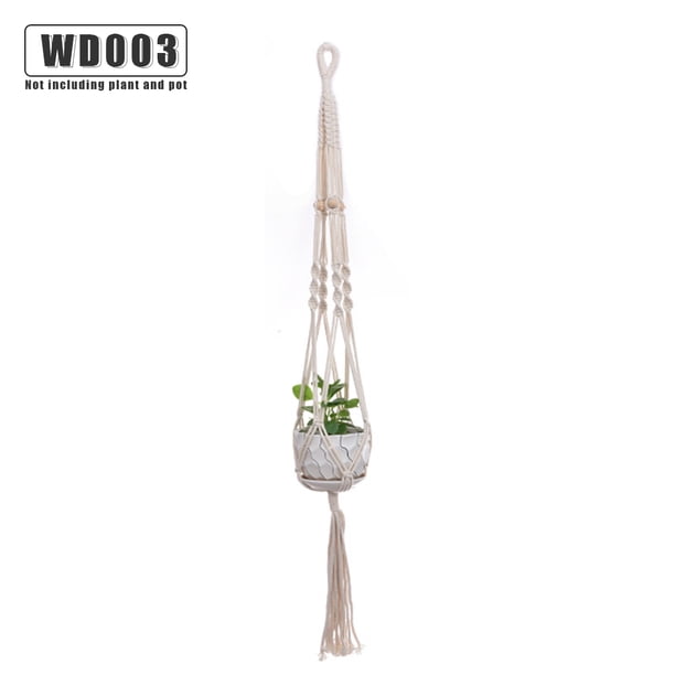 Yuarrent Cestas colgantes 100 hechas a mano, soporte para plantas, macramé, colgador de plantas, maceta para colgar en la pared interior, soporte para Jardín y Patio No.03 Yuarrent HA001777-03
