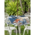 thumbnail image 3 of Outdoor Tablecloths with Umbrella Hole & Zipper, Blue Coastal Round Tablecloth 54 Inch, Summer Beach Starfish Weeping Eucalyptus Retro Waterproof Table Cloth, Patio/Pool/Picnic Table Covers, 3 of 8
