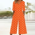 thumbnail image 2 of Yghzkop Women's Jumpsuit Polka Dot Print V Neck Short Sleeve Back Zipper Side Pockets Elastic Waist Summer Travel Outfit, 2 of 5