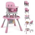 thumbnail image 1 of Gymax 16-in-1 Baby High Chair w/ Activity Center Booster Seat Building Block Table Pink, 1 of 10