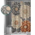 thumbnail image 3 of 72x78 Inch Shower Curtain Vintage Spring Floral Bathroom Decor Waterproof Fabric Bathtub Bath Curtains Decorative Orange Grey Watercolor Flower Extra Long Shower Curtain Set with Hooks, 3 of 6