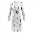 thumbnail image 4 of Vestido largo por debajo de la rodilla Sexy para mujer, vestidos ajustados de manga larga con escote en V profundo para trabajo de oficina, ropa de fiesta de noche con estampado a cuadros Fridja NMB1271, 4 of 5