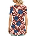 thumbnail image 5 of Xihbxyly Tops for Women, July of 4th Shirt for Women Summer V Neck Short Sleeve American Flag Clothes Patriotic Outfit Top Pleated Mesh Blouses Loose Fitting Tops for Women # 10 Dollar Items #3, 5 of 6