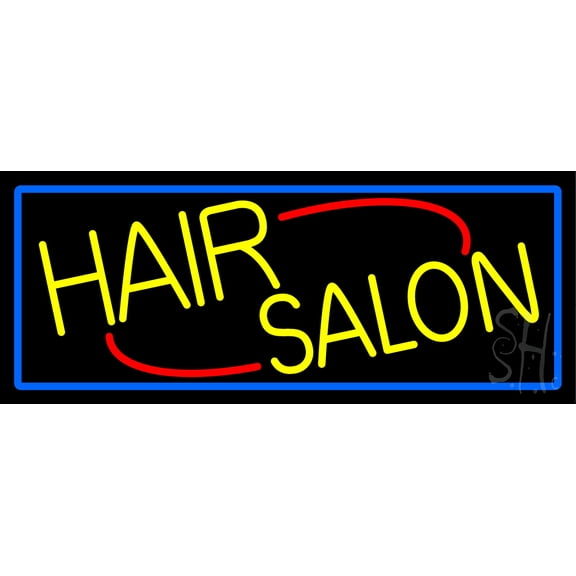 Yellow Hair Salon LED Neon Sign 10 x 24 - inches, Black Square Cut Acrylic Backing, with Dimmer - Bright and Premium built indoor LED Neon Sign for Defence Force.