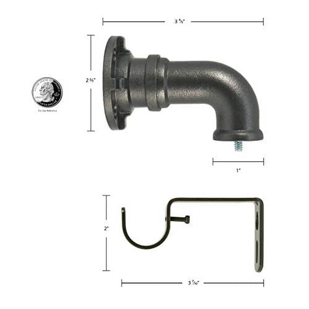 1" DECOPOLITAN INDUSTRIAL DRAPERY ROD SET DARK BRONZE 18-36"