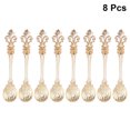 thumbnail image 3 of 8pcs Orris Pattern Carved Coffee Spoons Vintage Alloy Scoop Stirring Spoon Tableware for Iced Tea Ice Cream Cocktail Soup (Large, Golden), 3 of 8