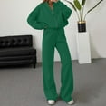 thumbnail image 2 of sususu Cute Fall Outfits for Women,Sets for Women Stylish Autumn Winter Women Trousers Suit Set Casual Long Sleeve Cardigan Jacket with Pants Fashion Streetwear Outfit - Green, 2 of 4