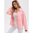 thumbnail image 2 of DARING DIVA Women's Long Sleeve Button Down Pockets Western Denim Jacket M Pink, 2 of 7
