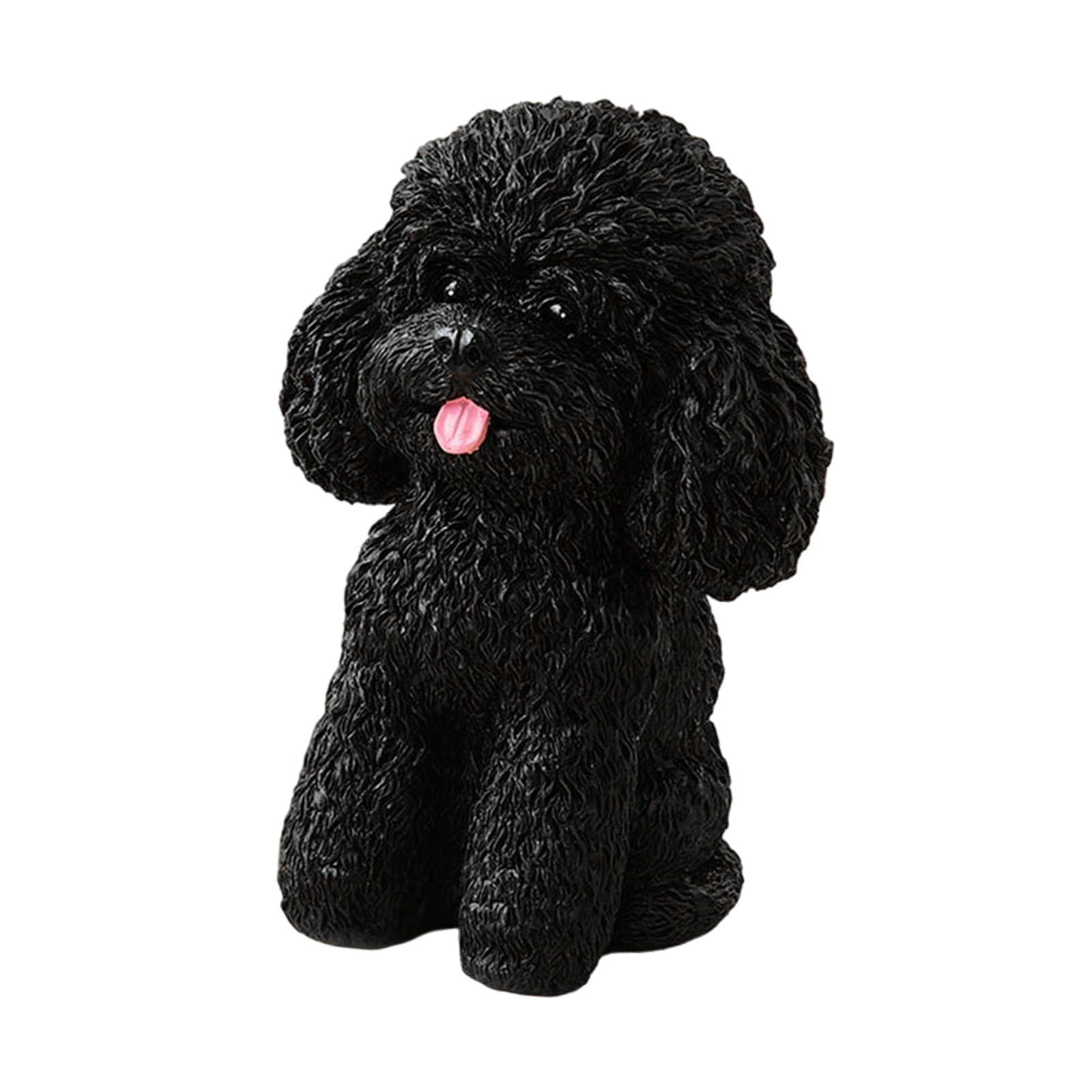 Fancyes Seating Dog Statue Inner And Outdoor Decoration Home Decoration Collections Garden Puppy Sculpture for Entrance Farmhouse Black