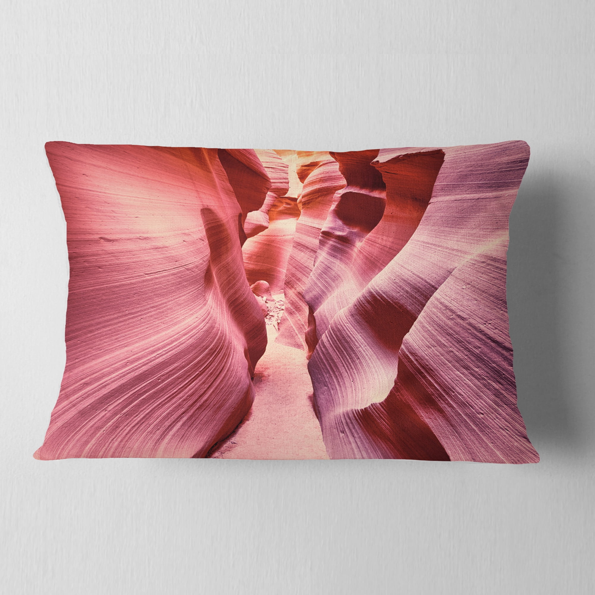 Designart Famous Antelope Canyon - Landscape Photo Throw Pillow - 12x20