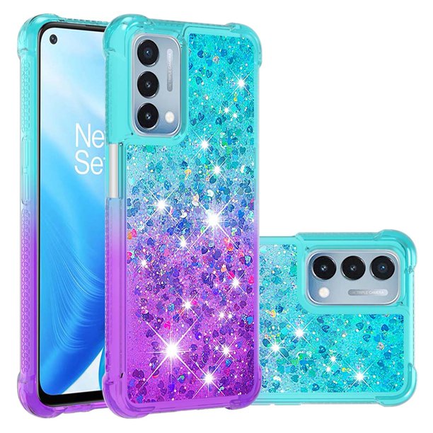 Funda para OnePlus Nord N200 5G Transparente con Brillos Carcasa Protectora Antigolpes con Glitter Brillante