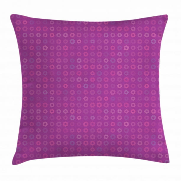 Magenta Throw Pillow Cushion Cover, Blooming Daisies Pattern in Pink Shades Abstract Mosaic