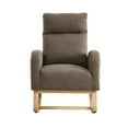 thumbnail image 2 of Accent Rocking Chair, Modern Fabric Armchair with High Backrest and Headrest, Chaise Lounge Rocker with 2 Storage Side Pockets and Solid Wood Base for Living Room or Bedroom, Coffee, 2 of 7
