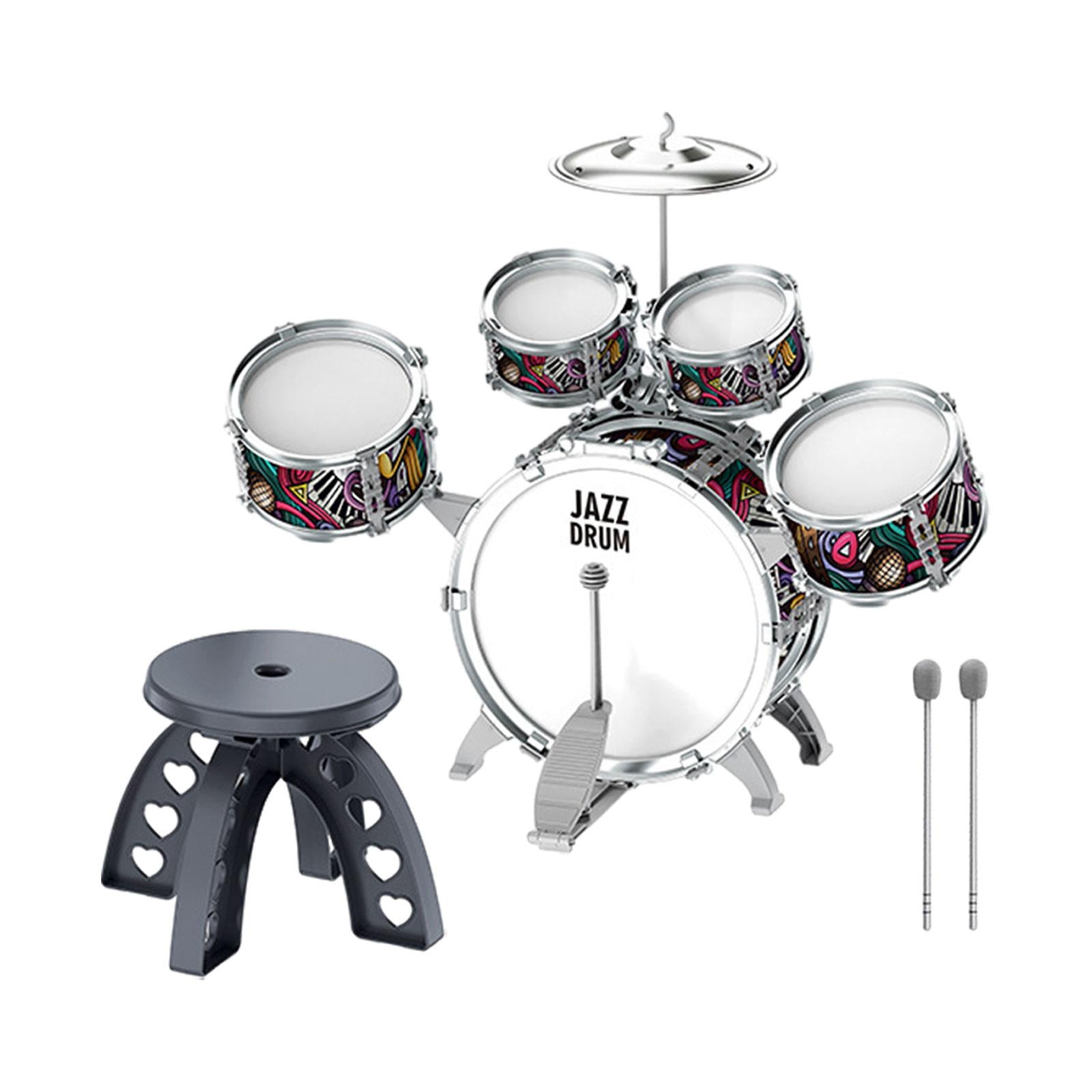 Bwiyojiz Jouets Éducatifs Kit de Pile Jazz avec Tabourets Mini Ensemble Instrument de Musique Cadeaux d'Anniversaire Jouet, Cadeaux pour Elle, Rouge