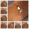 thumbnail image 2 of K-KED Women 26 Letters Chain Bracelet with Heart Initial A-Z 26 Letter Bracelet Gifts-X-golden, 2 of 9