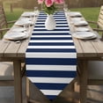 thumbnail image 6 of Table Runners 120 Inches Long, Navy Blue Stripe Cotton Linen Kitchen Dining Coffee Table Runner for Party Home Decor, Modern Simple Geometric White Striped Tabletop Dresser Scarves 13x120 Inch, 6 of 9