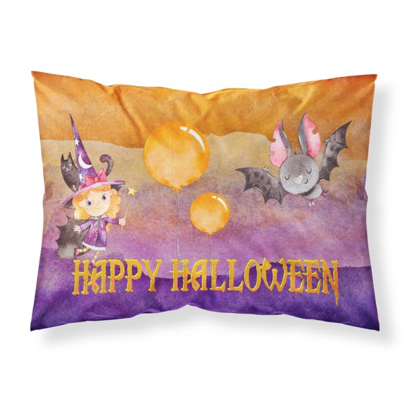 Halloween Little Witch and Bat Fabric Standard Pillowcase