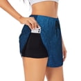 thumbnail image 3 of Lsque Deep Blue Glitter Printed Women's Running Shorts with Liner Pockets,Elastic Quick Dry Workout Athletic Gym Yoga Shorts,Womens High Waist Shorts-, 3 of 9