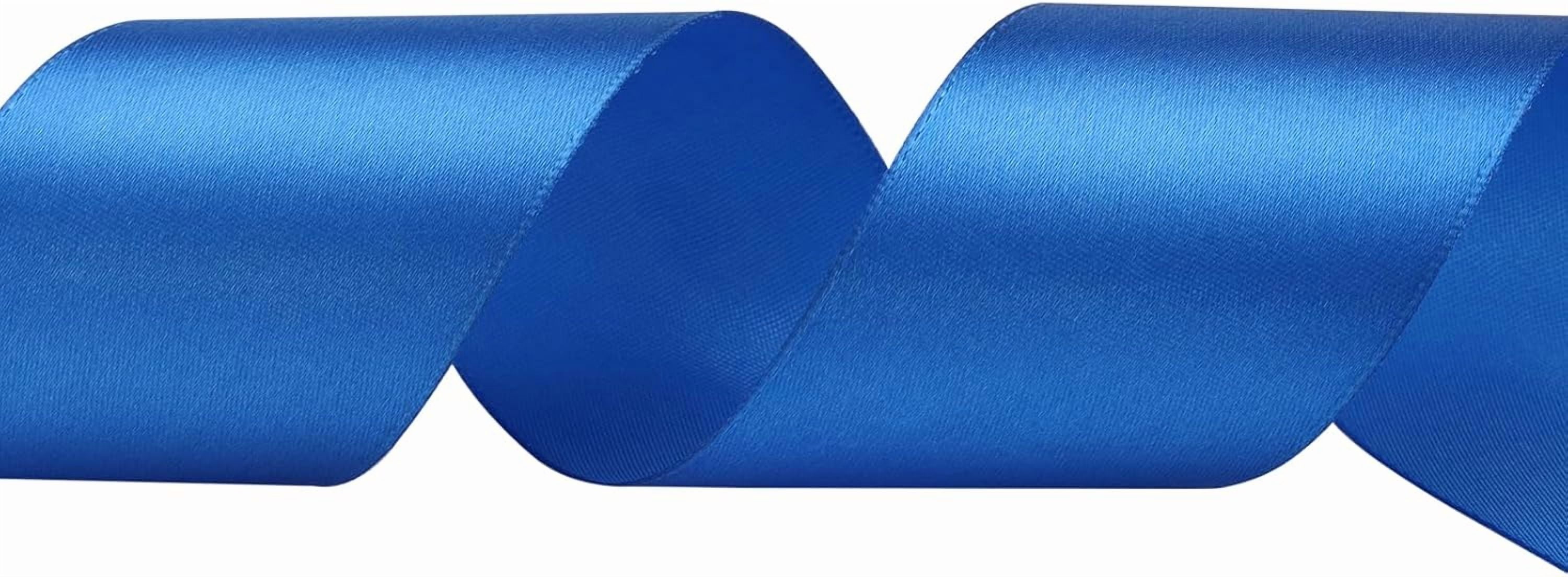 2 inch x 50 Yards Blue Single Face Satin Ribbon Solid Fabric Ribbon for Gift Wrapping Floral Bouquets Wedding Birthday Party Decoration Hair Floral Craft Sewing