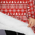 thumbnail image 3 of Oversized Wearable Blanket Hoodie,Red Christmas Folk Pattern Sherpa Blanket Hoodie with Super Pockets,Super Warm Fuzzy Pullover for Women & Men, 3 of 6