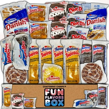 Fun Flavors Box - Dessert Snack Care Package 20 Ct Variety Sweet Pastries Lunch Box Snacks Gift Pack