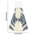 thumbnail image 3 of Navy Blue Leaves Symmetrical Pattern Hanging Towels with Loop Hand Towels Nylon Fastener Tape Design Dish Cloths 2 Pieces, 3 of 7