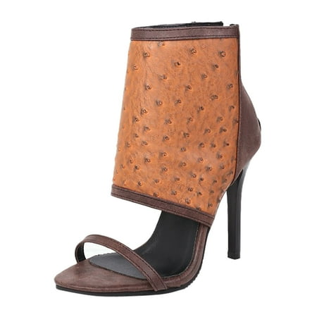 

Women S Sandals British High Top Open Toe Cool Large Slim High Heel Short Boot