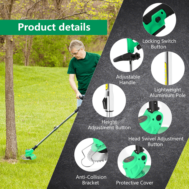 Topwire Weed Wacker Cordless Weed Eater,3-in-1 Lightweight Push Grass String Trimmer Edger,21V Li-ion Battery Powered,3 Lawn Tools with Lightweight