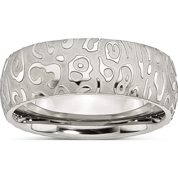 Stainless Steel Brushed & Polished Textured 8mm Band (Size 8.5) Made In China sr61-8.5