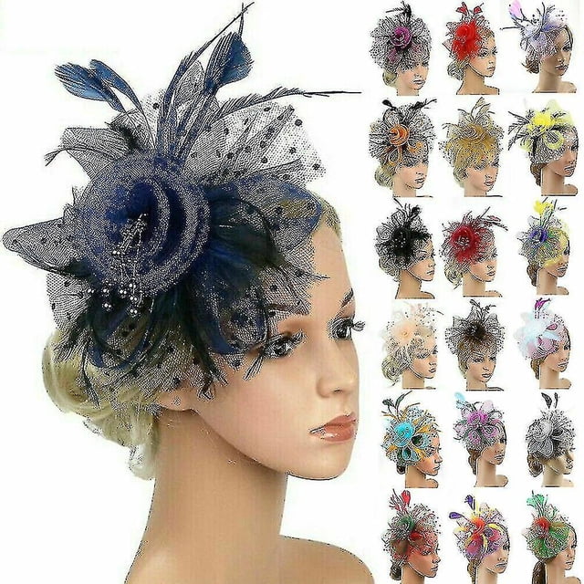 Tocado de plumas para el pelo, diadema de Alicia, Clip para mujer, boda, carreras reales de Ascot