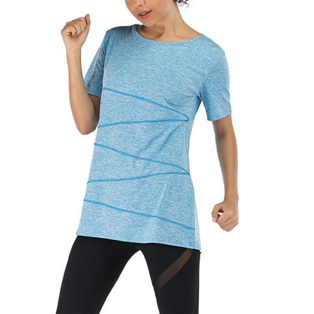 

Sexy Dance Women Soft Basic Crew Neck Stretch Shirt Lightweight Short Sleeve Casual Tops