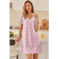 thumbnail image 3 of Ekouaer Nightgowns for Women V Neck Sleepshirt Short Sleeve Nightdress Lace Trim Night Gown House Dress with Pockets, 3 of 6