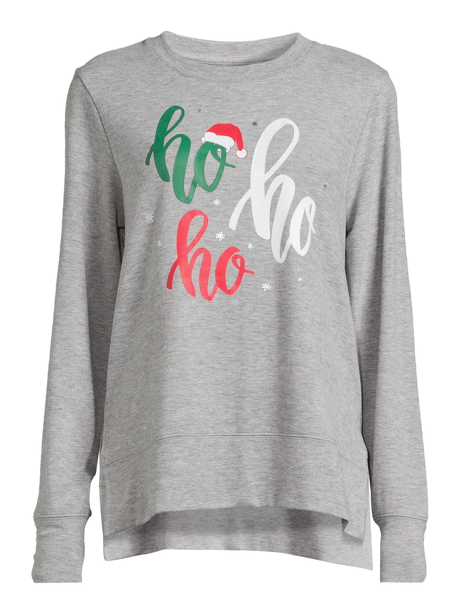 Women's Christmas Ho Ho Ho Long Sleeve Top, Winter Hacci Knit Sweater from Holiday Time, Sizes S-XXXL