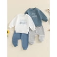 thumbnail image 4 of Aojekbee Baby Boy 2Pcs Fall Outfits Long Sleeve Letter Embroidery Sweatshirt + Pants Set Spring Clothes, 4 of 10