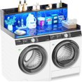 thumbnail image 2 of Homieasy Washer and Dryer Countertop, 2-Tier Laundry Countertop Cover with LED Lights and Power Strip, Large Space Laundry Topper with Shelf for Laundry Room Organization, Black Marble, 2 of 7