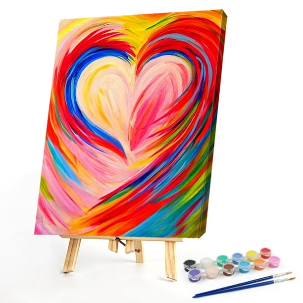 Cuadros Decorativos Pintura al óleo de corazones de colores por números DIY lienzo arte de pared imagen artesanía decoración del hogar JShteea Nuevos Originales