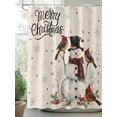 thumbnail image 2 of Christmas Snowman Shower Curtain Set, Waterproof Shower Curtains for Bathroom, Winter Xmas Snowflakes Cardinal on Linen Washable Fabric Cloth Bath Curtain for Bathtub with Hooks 48x72 Inches, 2 of 6