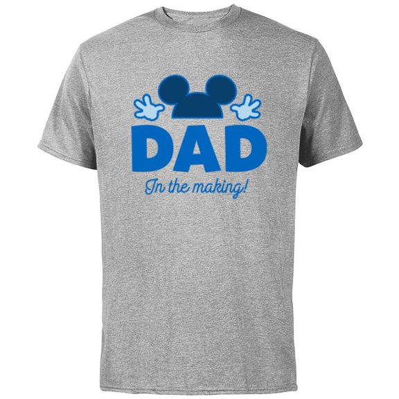 Disney Mickey Mouse Dad in The Making - Short Sleeve Cotton T-Shirt for Adults - Customized-Athletic Heather