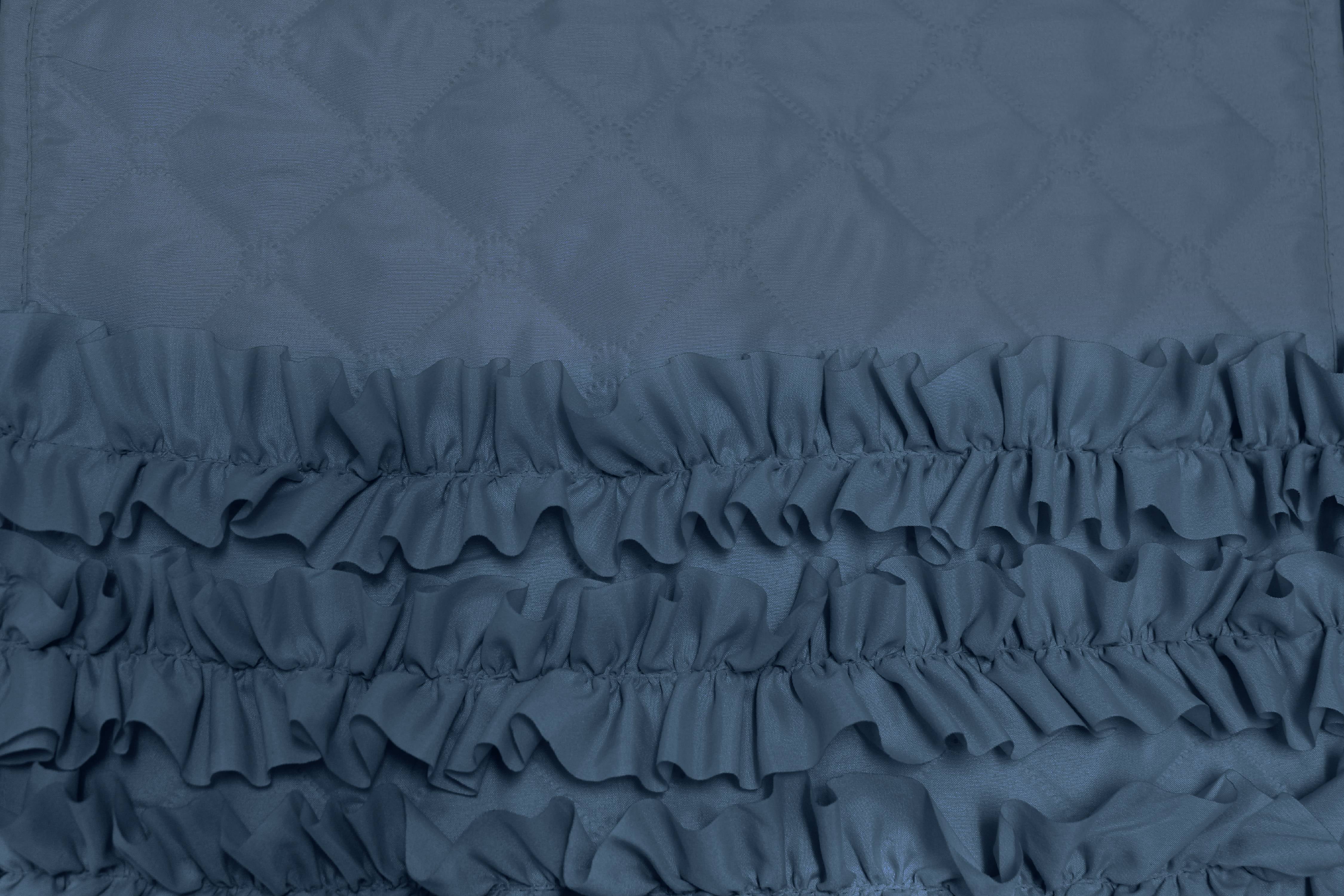 Innovative Textile Solutions 1-Piece Claremont Ruffled XL Sofa Furniture Cover, Slate Blue