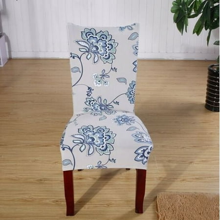 Dining Chair Seat Slipcovers Chair Covers Soft Spandex Fit Stretch Short Dining Room Chair Covers with Printed Pattern, Banquet Chair Seat Protector Slipcover for Hone Party Hotel Wedding Ceremony ()