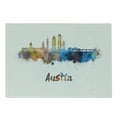 thumbnail image 1 of Austin Cutting Board, Typographic Design with Paint Splatters Illustrated in an Composition, Decorative Tempered Glass Cutting and Serving Board, in 3 Sizes, by Ambesonne, 1 of 2