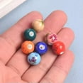thumbnail image 4 of U8MO 10pcs Flower Painting 12mm Round Ceramic Porcelain Loose Beads Jewelry Making-Deep Blue, 4 of 4