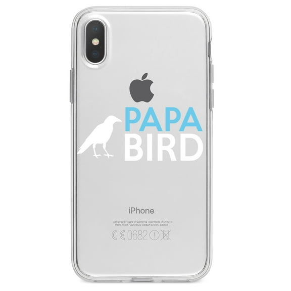 DistinctInk Clear Shockproof Hybrid Case for iPhone XR (6.1" Screen) - TPU Bumper Acrylic Back Tempered Glass Screen Protector - Papa Bird