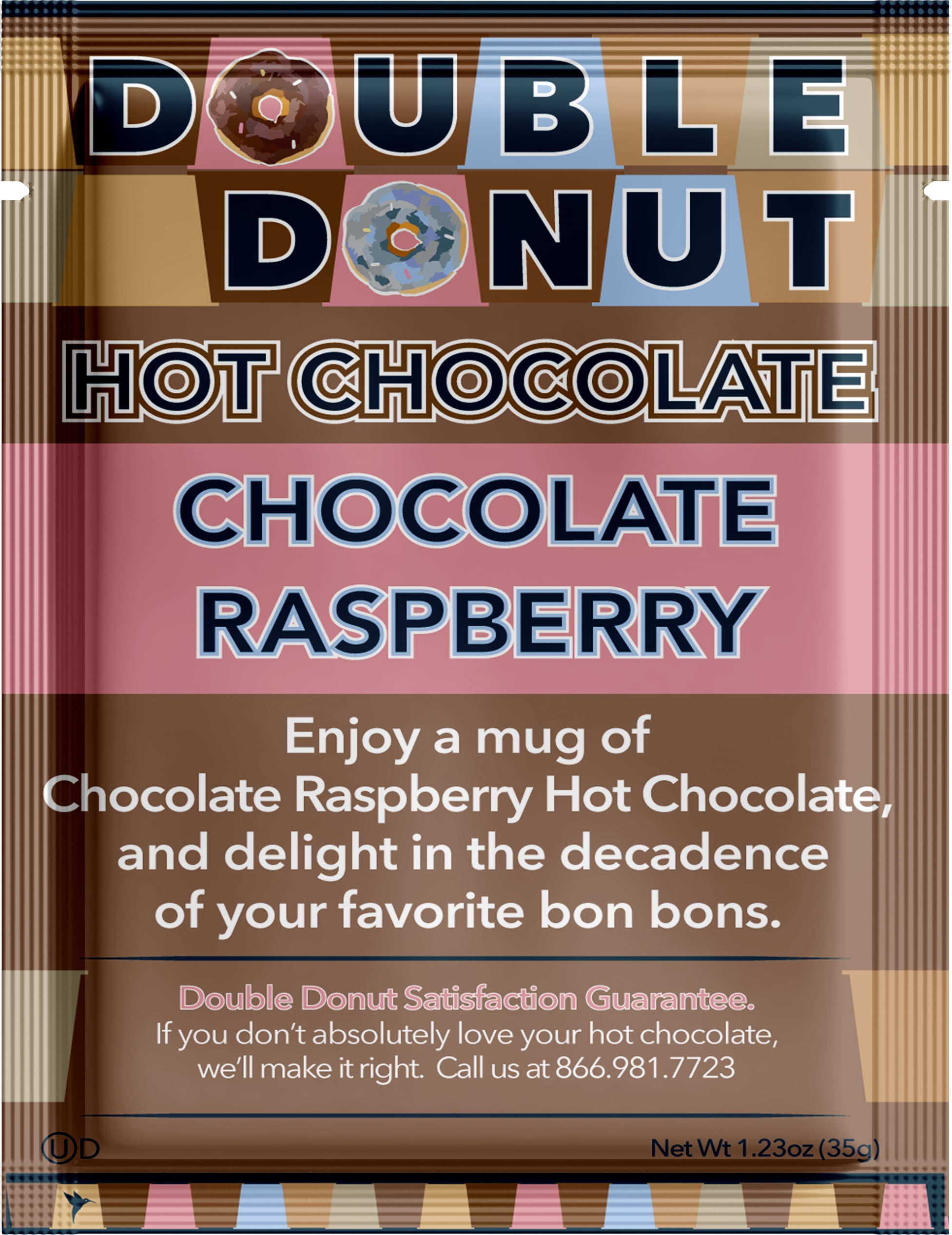 Double Donut, Raspberry Hot Chocolate, Hot Chocolate Packets, Pack 32 Pouches per Pack