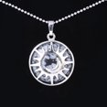 thumbnail image 1 of Pendant Flat Bead Natural Stone Crystal Quartz Silver Color Necklace Women Men, 1 of 6